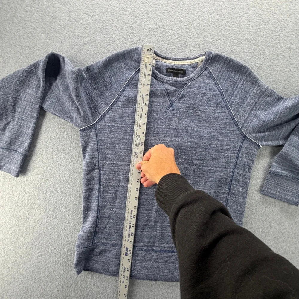 Banana Republic Mens Small Blue Marled French Terry Crewneck Sweatshirt Raglan